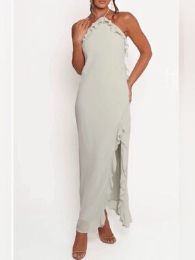 Petal & Pup Patricia Ruffle Detail Halter Neck Maxi Dress